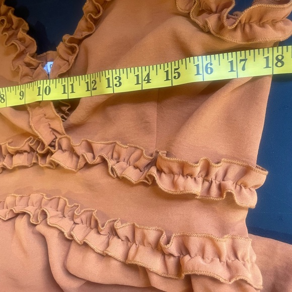 Ruffled Orange,brown dress, zipper back, adjustable spaghetti straps, Large - Picture 5 of 9